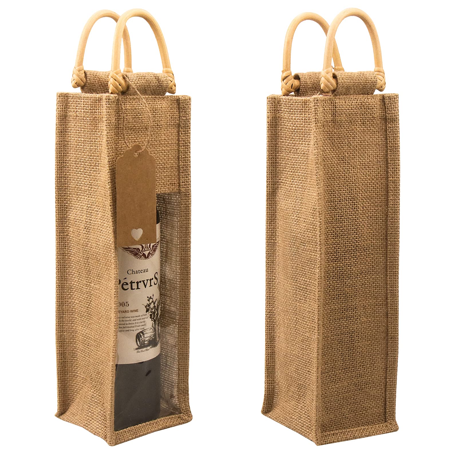 DIWNELEM: bolsa de vino de yute con ventana para exhibir la etiqueta