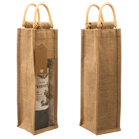 DIWNELEM: bolsa de vino de yute con ventana para exhibir la etiqueta