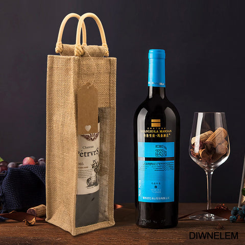 DIWNELEM: juego de dos bolsas de vino de yute para bodas y fiestas