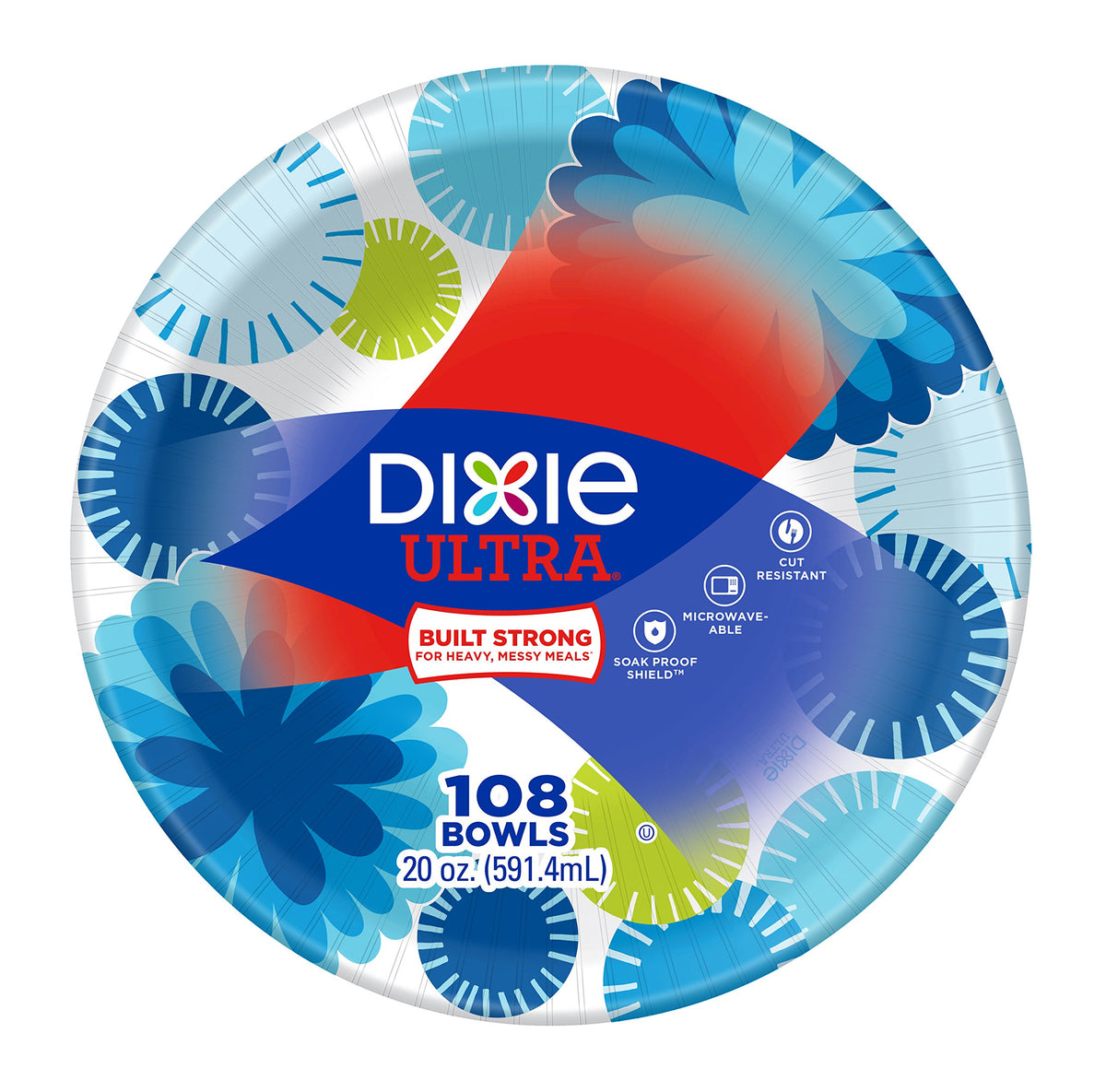 Dixie Ultra tazón 20 oz visto de frente, resistente y apto para microondas