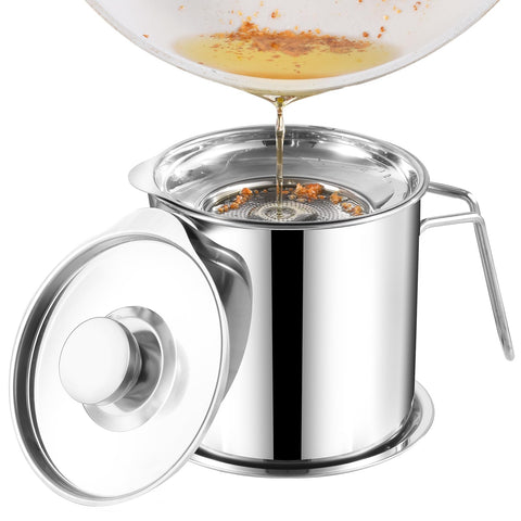 DIY HOME Contenedor grasa bacon para almacenar grasa cocinada con filtro suave para organización.