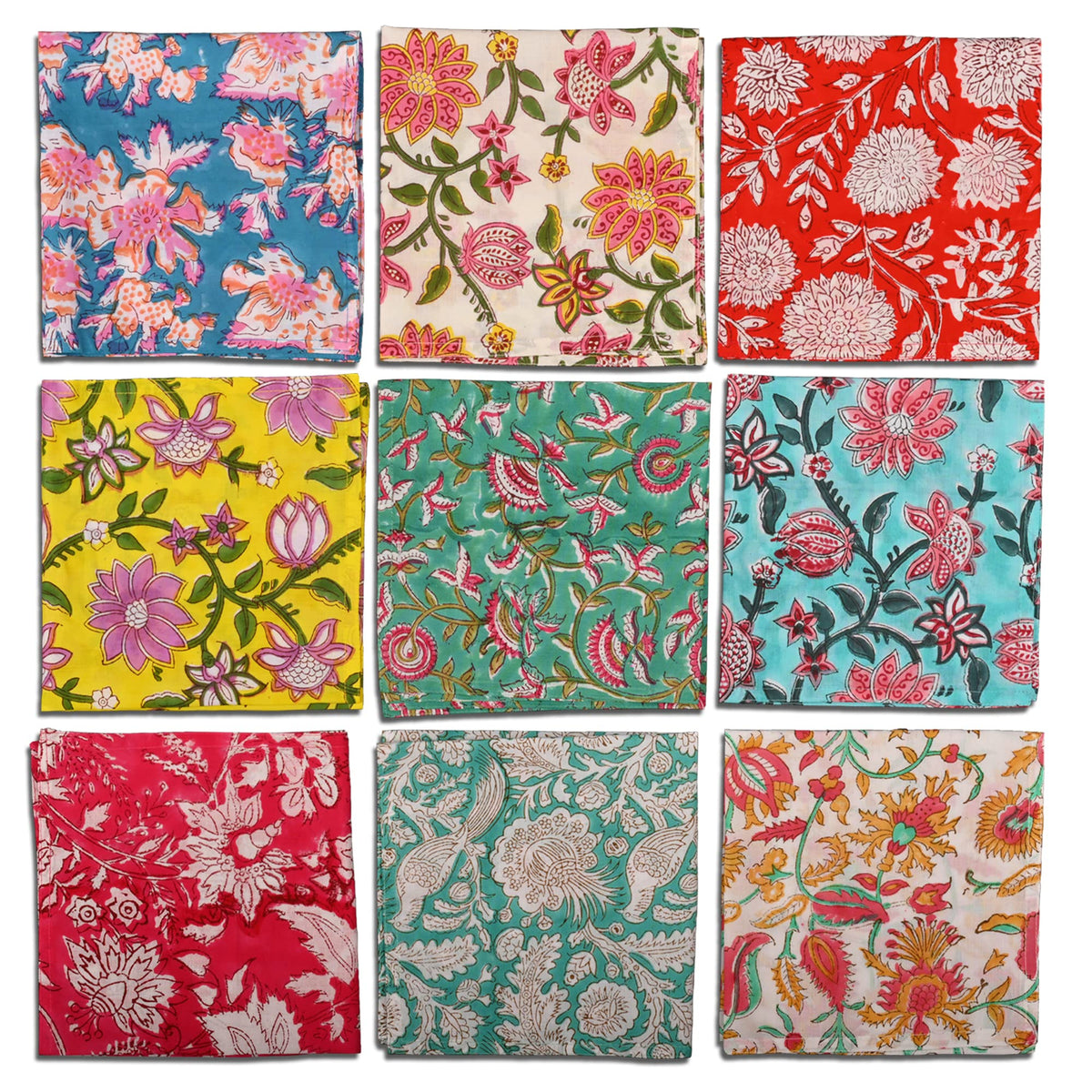 DIYANA IMPEX servilletas de algodón con impresión en bloque multicolor para uso diario.