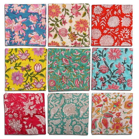 DIYANA IMPEX servilletas de algodón con impresión en bloque multicolor para uso diario.