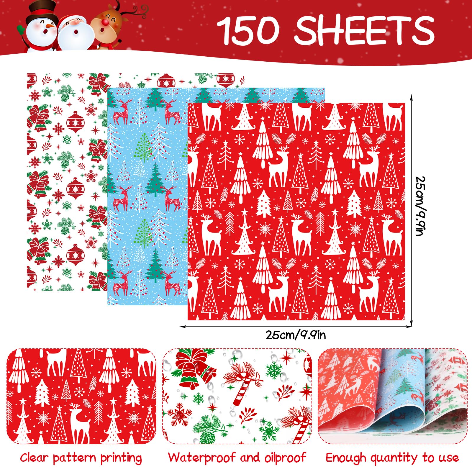 DIYASY papel encerado navideño con ciervo, perfecto para cestas de regalo comestibles.