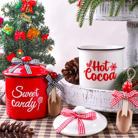 DIYDEC cuchara de madera para servir y acentuar el tema navideño
