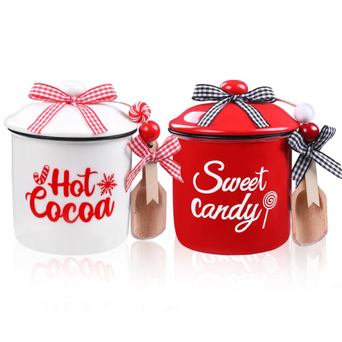 DIYDEC tarro cerámico navideño dulce, decorativo y práctico para la mesa