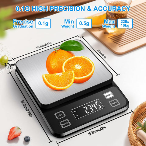 Diyife precisión 0,1 g y 22 lb para masas pequeñas y grandes.