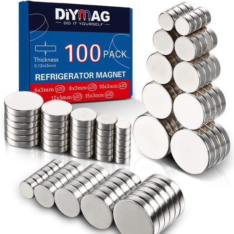 Imanes DIYMAG para refrigerador 3 mm, mezcla versátil para organización diaria.