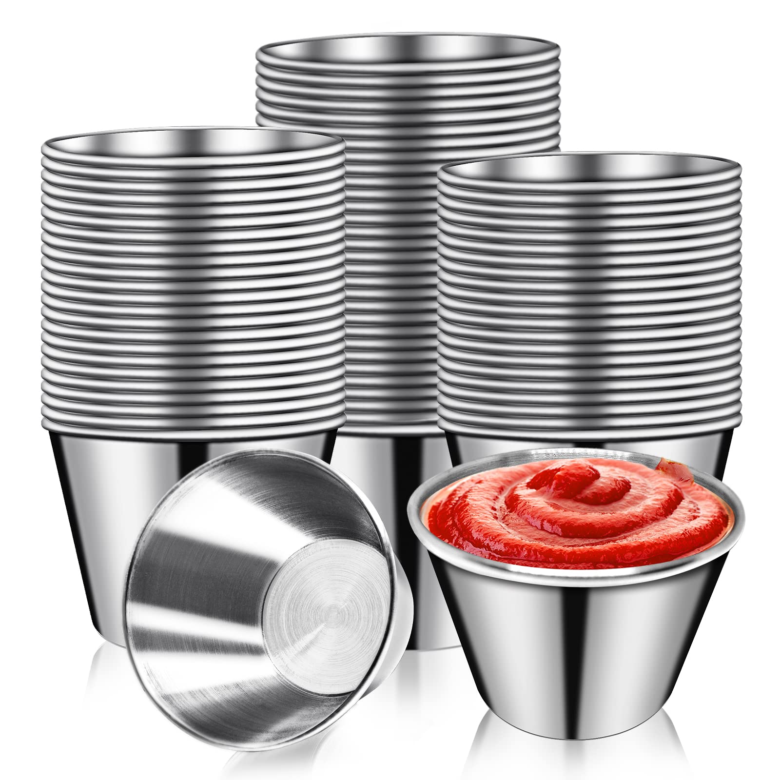 DJZZ tazas de salsa en metal 2.5oz, ideales para salsas y aderezos.