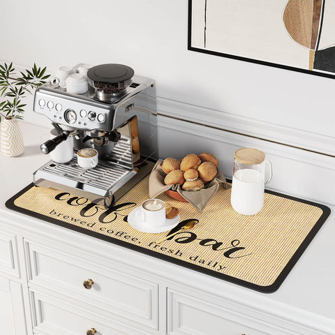 Alfombrilla DK177 para café en encimera, absorbe derrames y protege la superficie.