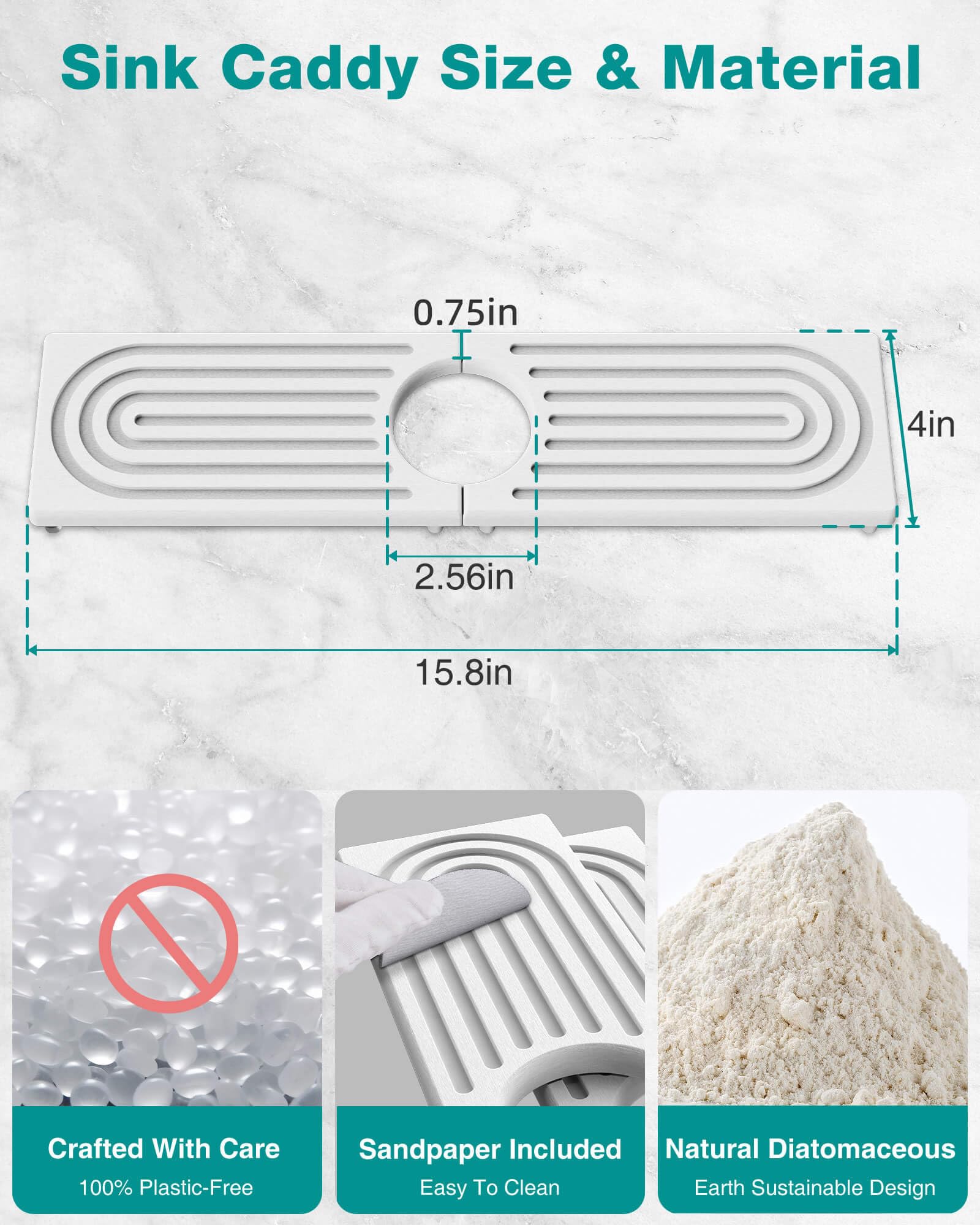 DK177 tapete para fregadero con ranuras profundas que evitan charcos.