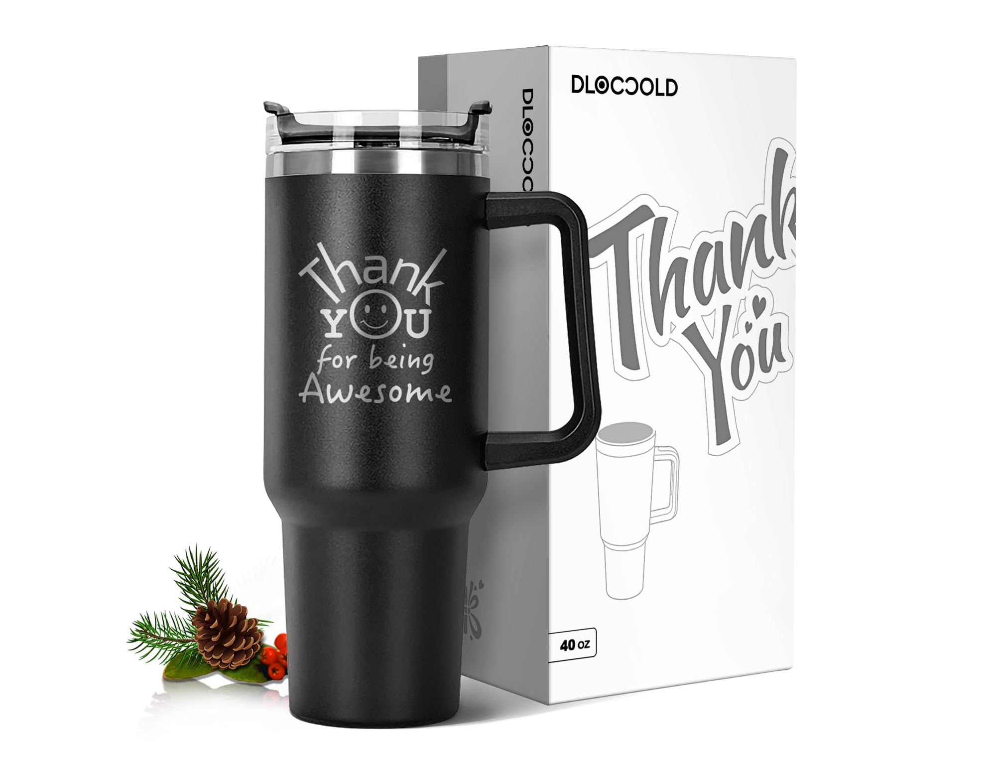 La taza DLOCCOLD de 40 oz con asa ergonómica, ideal para despertar motivación diaria.