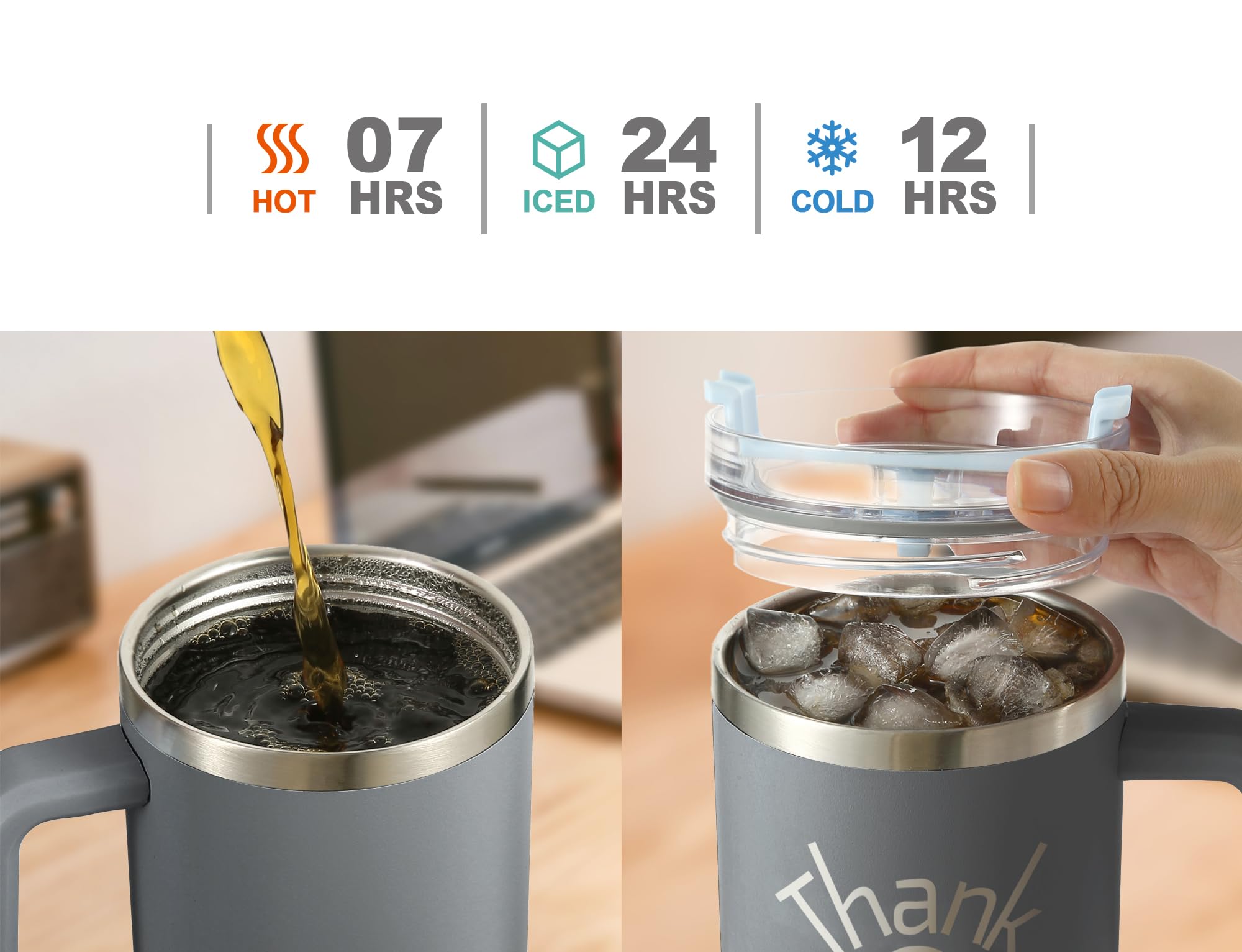La DLOCCOLD de 40 oz ofrece gran capacidad para menos recargas durante el día.