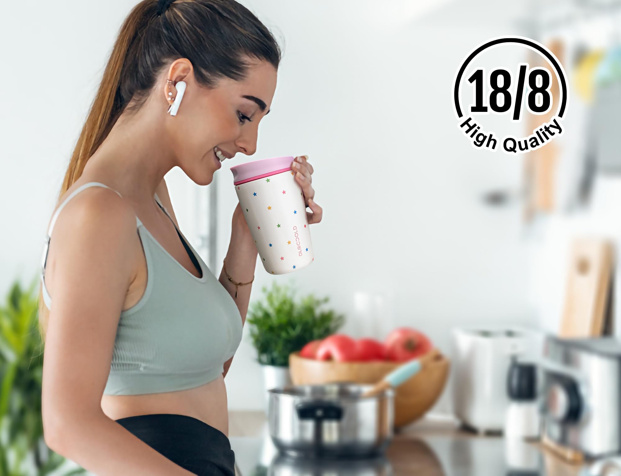 DLOCCOLD 12oz, taza reutilizable para café y bebidas frías.