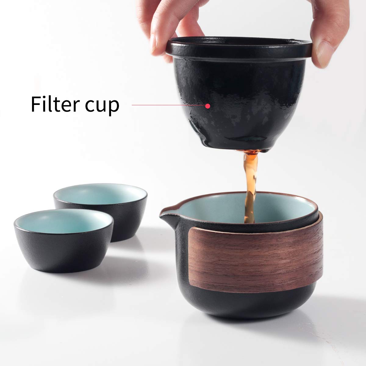 Dltsli infusor de té cerámico negro para infusiones completas