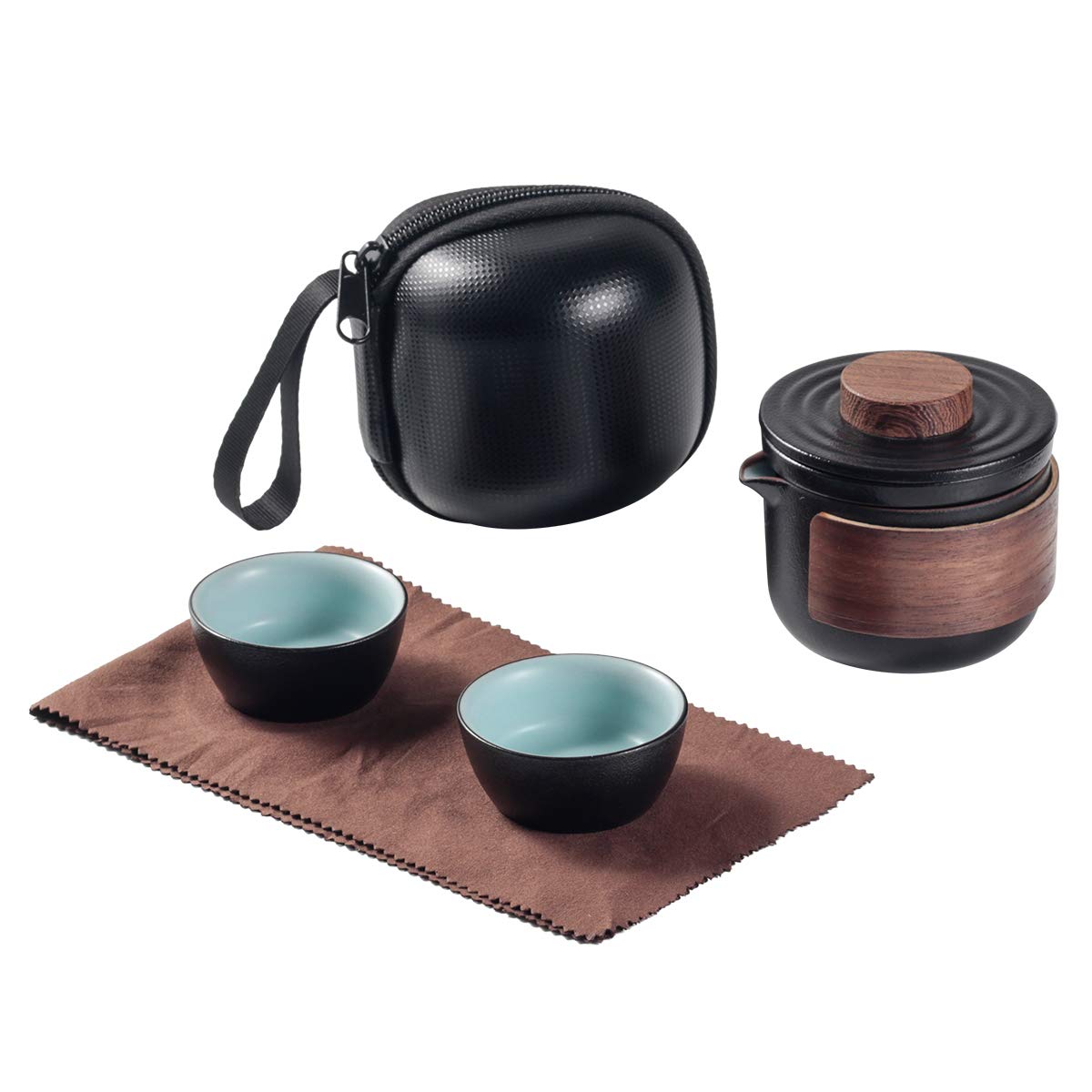 Dltsli mini tetera de viaje negro para disfrutar té casero en cualquier viaje