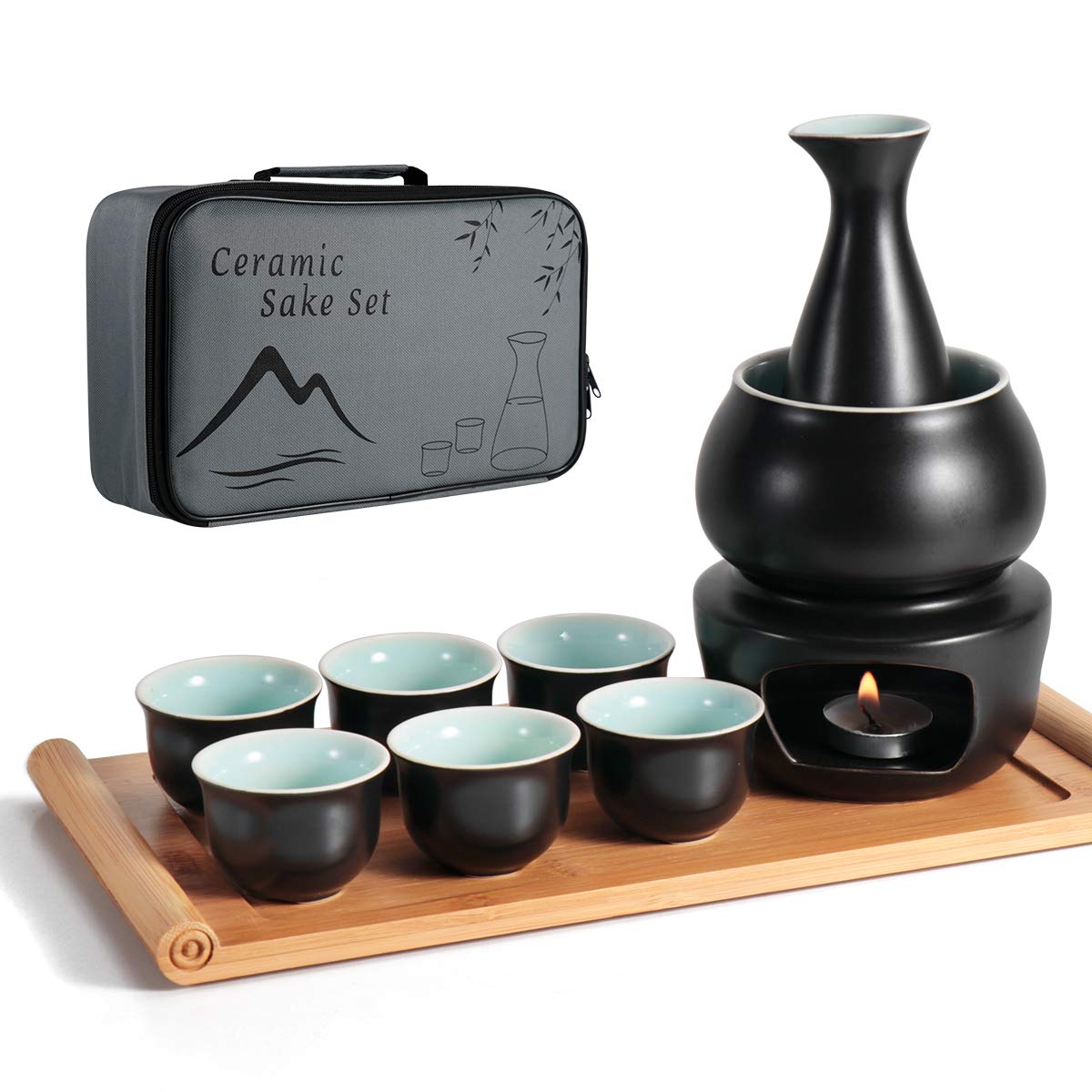 Dltsli set-sake cerámico con calentador para servicio elegante.