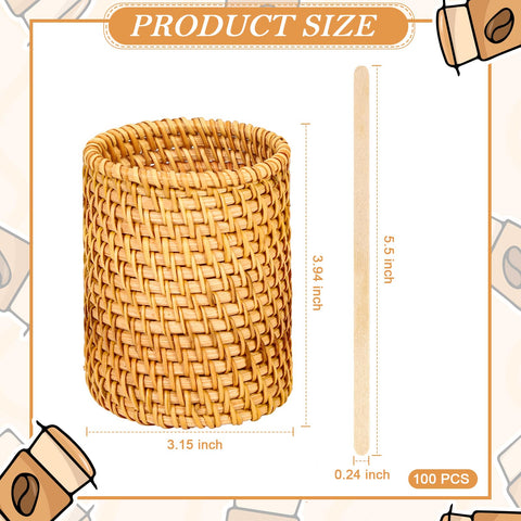 DLUGOPIS portapalillos de rattan para palillos ordenados y limpios
