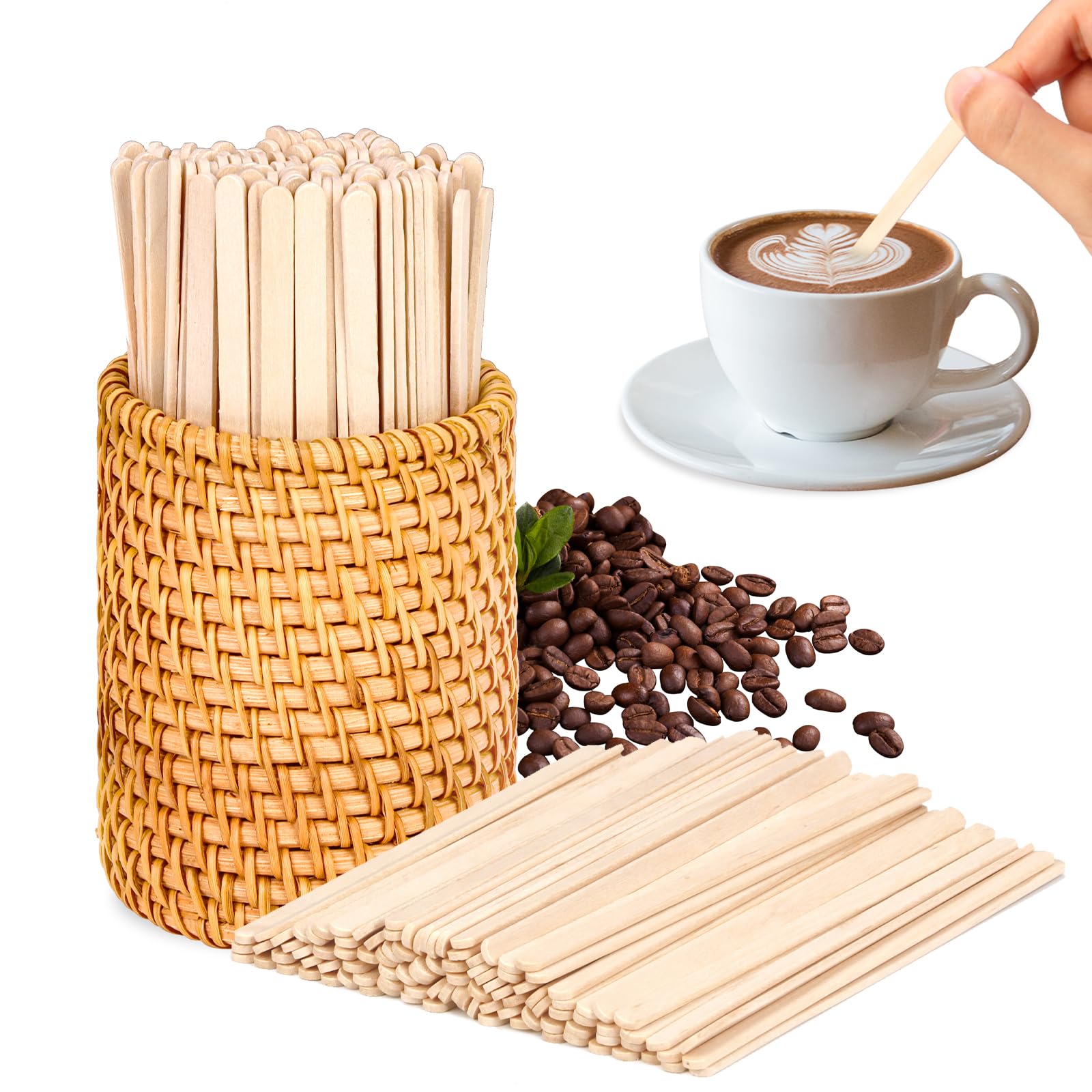 DLUGOPIS palillos de madera rattan de 5 pulgadas para mezclar bebidas