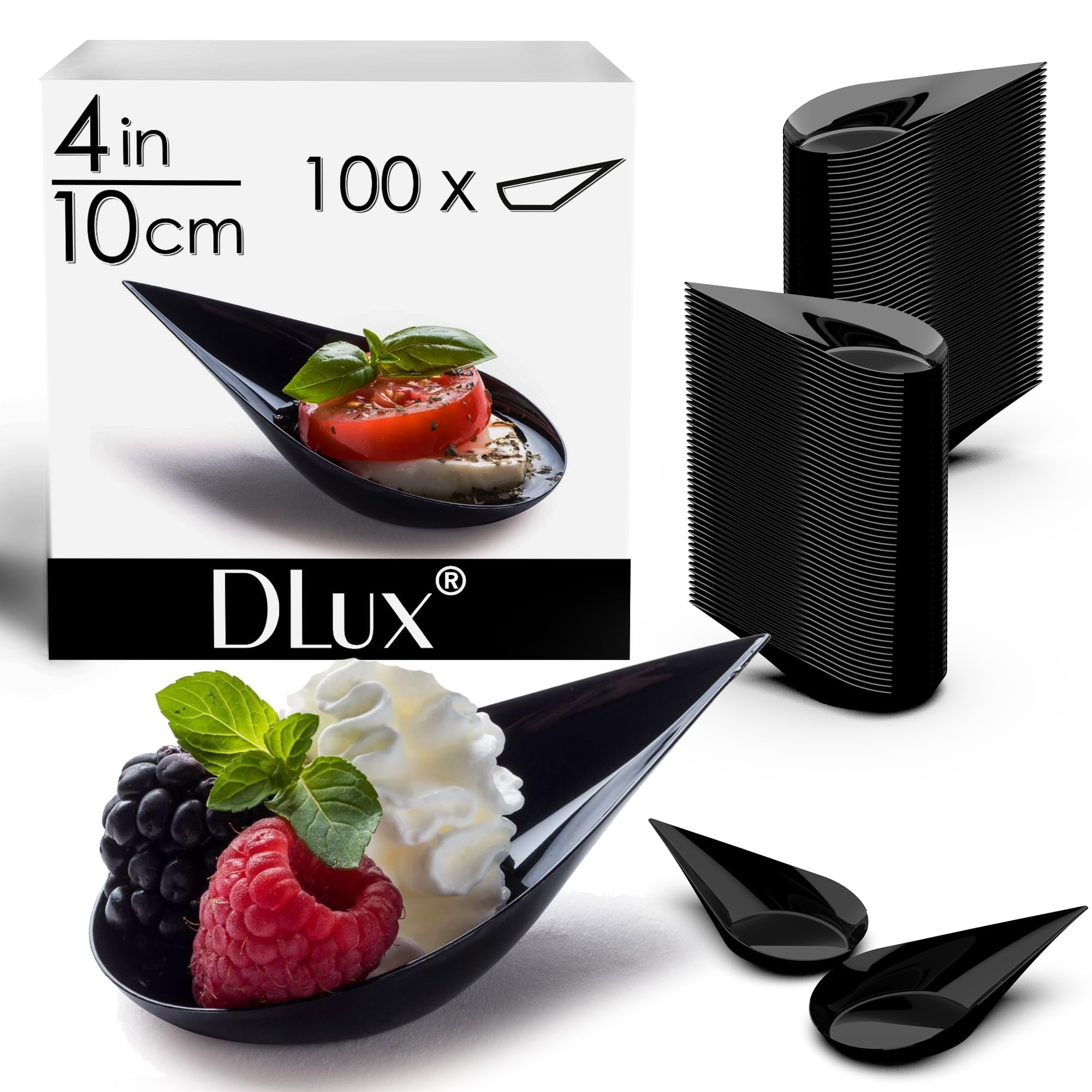 DLux 100 cucharas de plástico negro para postres