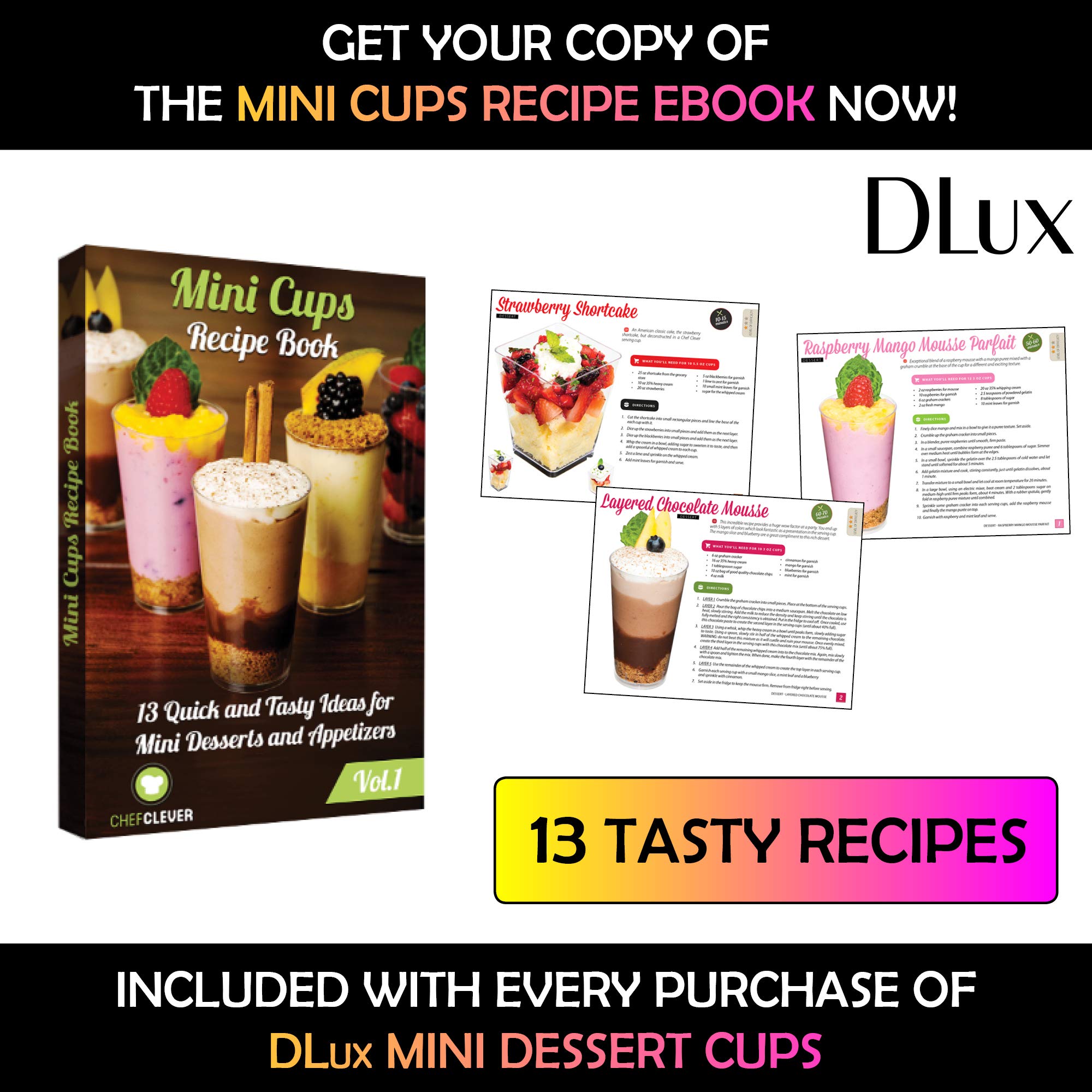 DLux copa para postres 3oz, clara y apta para mousses y capas.