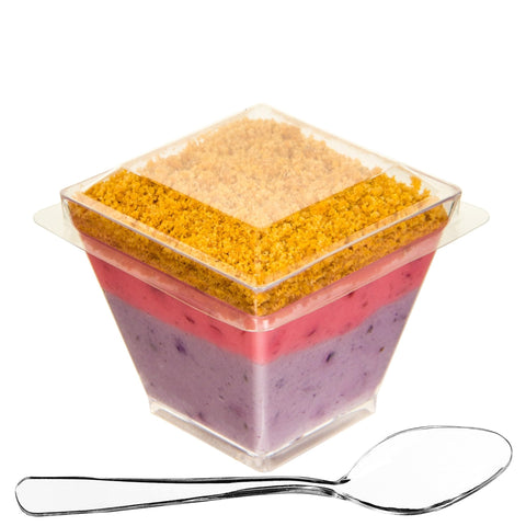 Copas mini DLux cuadradas 2oz claras para postres de degustación