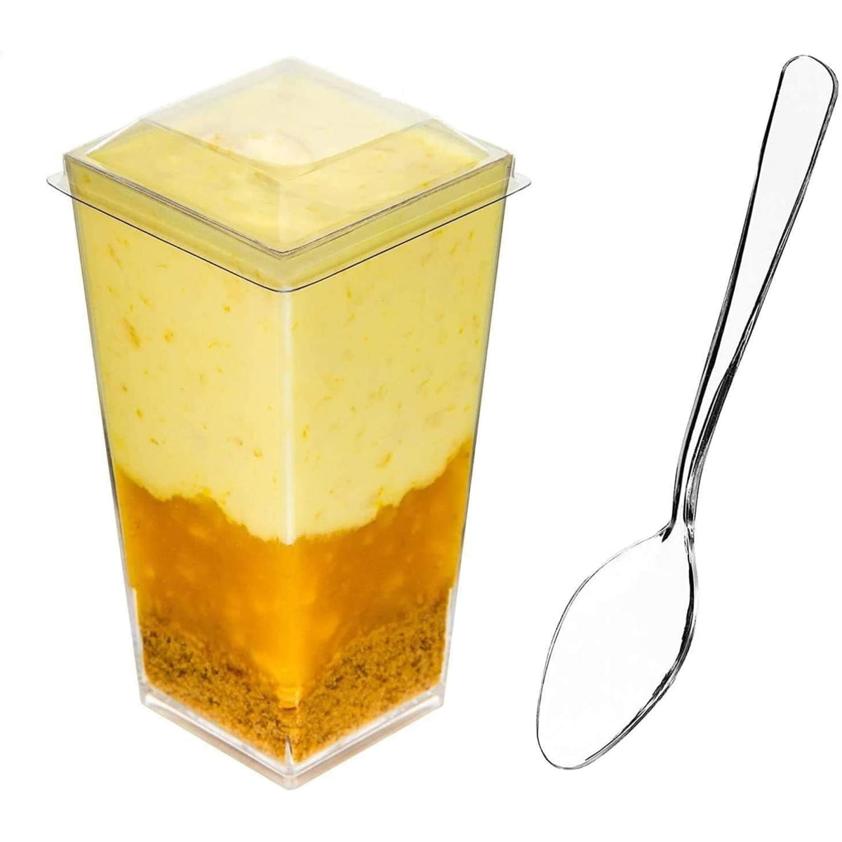 DLux copas mini postre 3oz en cristal claro para presentaciones elegantes.