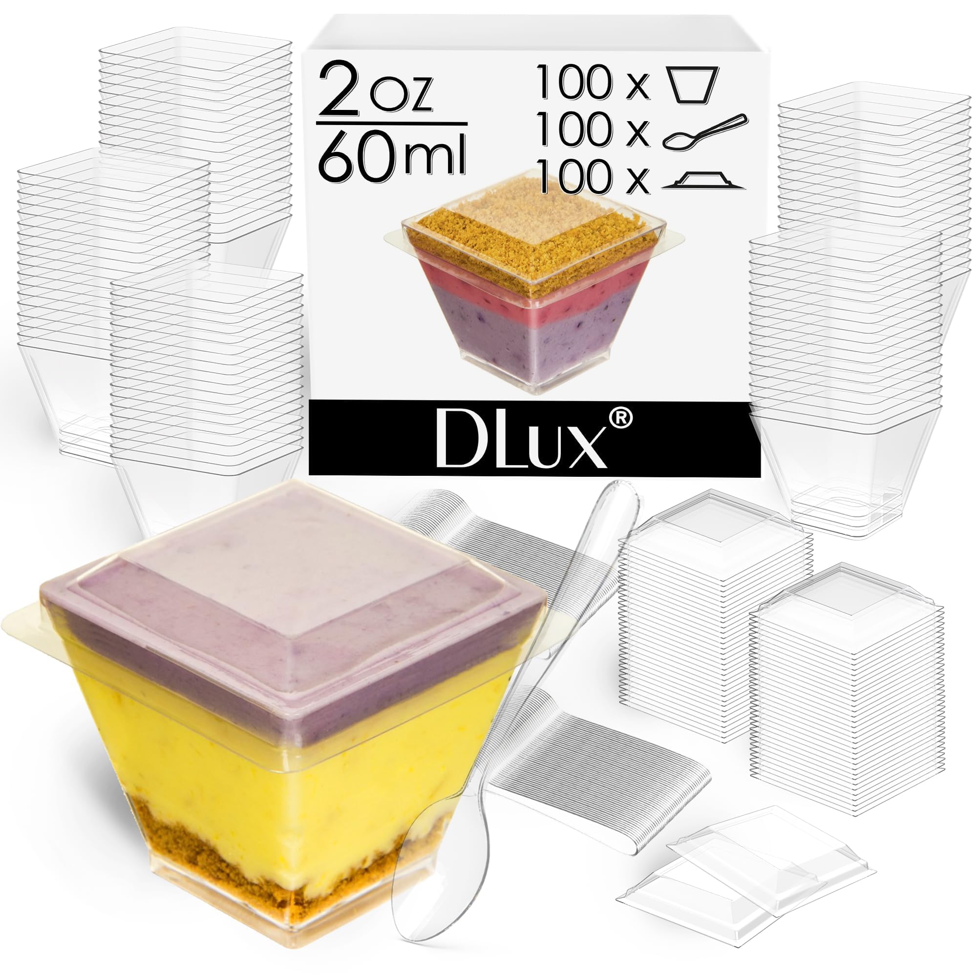 DLux cucharas y tapas incluidas para servicio rápido y limpio