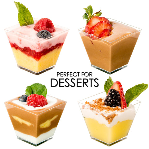 DLux postres 2oz en envase translúcido para presentación