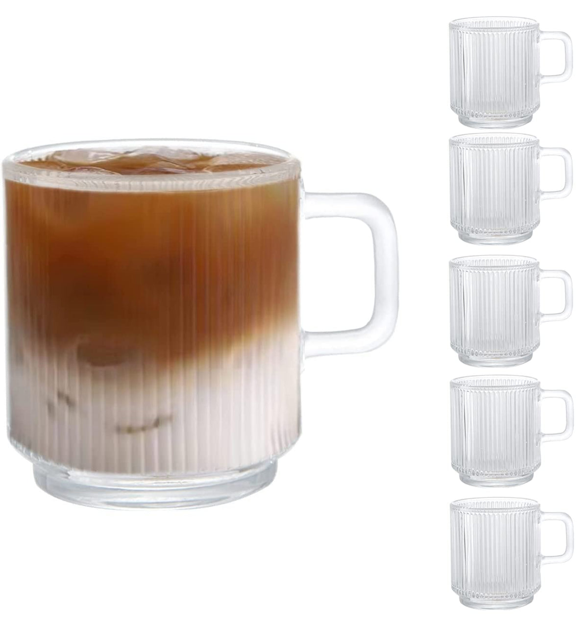 Tazas D.M DESIGN·MASTER de cristal 12 oz, frontal para bebidas calientes y frías