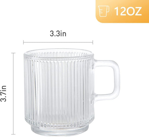Taza D.M DESIGN·MASTER de cristal 12 oz en mano, agarre cómodo
