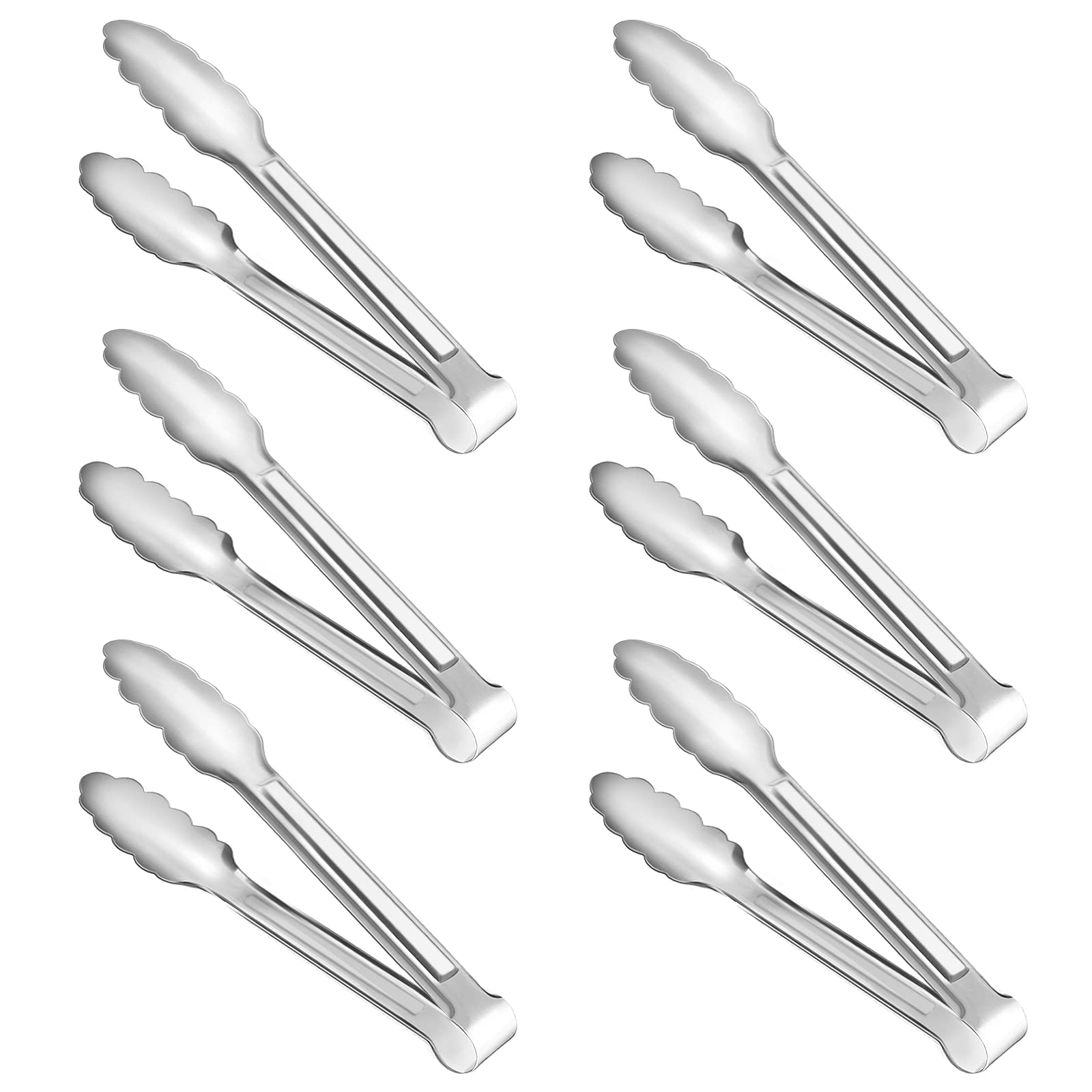Pinzas para servir Dmoera, 7 pulgadas, acabado plateado, ideal para porciones pequeñas.