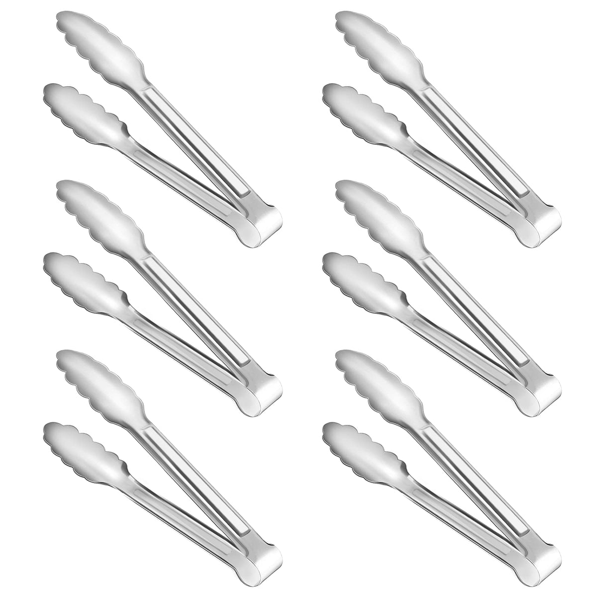 Pinzas para servir Dmoera, 7 pulgadas, acabado plateado, ideal para porciones pequeñas.