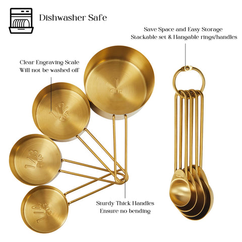 DN DECONATION diseño elegante dorado de borde suave en tazas y cucharas