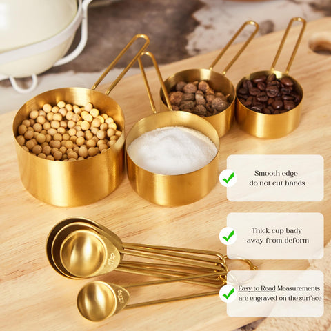 DN DECONATION regalo perfecto para cocina o navidad, juego dorado 8 piezas