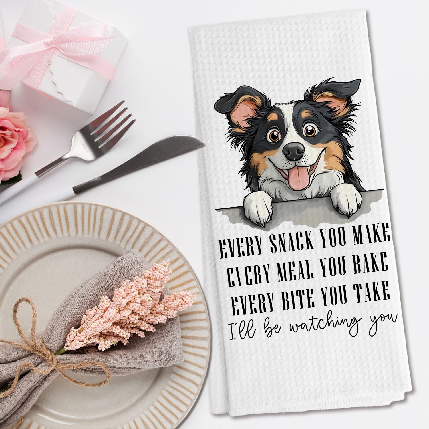 Toalla de mano DNEULYR, regalo ideal con diseño Pastor Australiano para baños o cocinas.