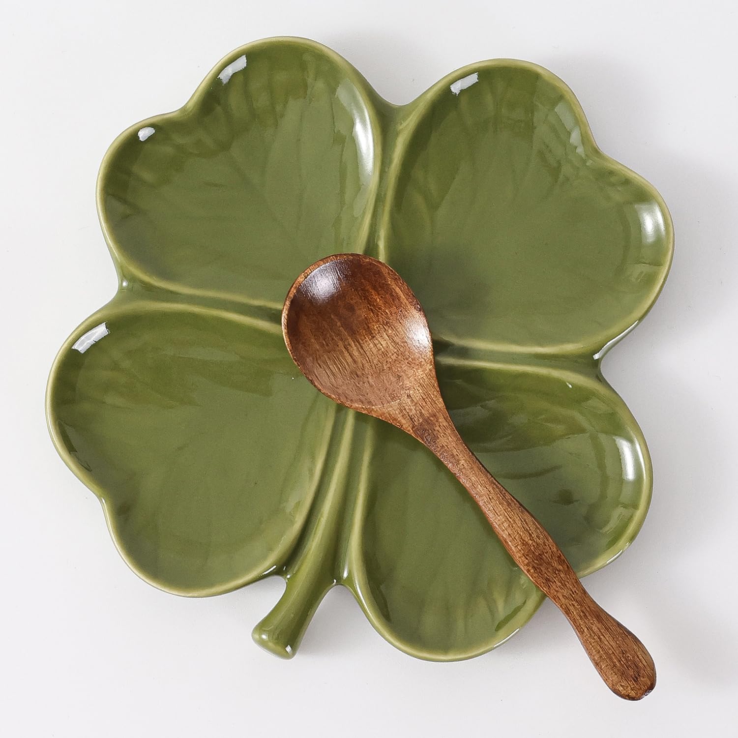 Dneuoir reposacucharas cerámico con trébol verde para ordenar la encimera.