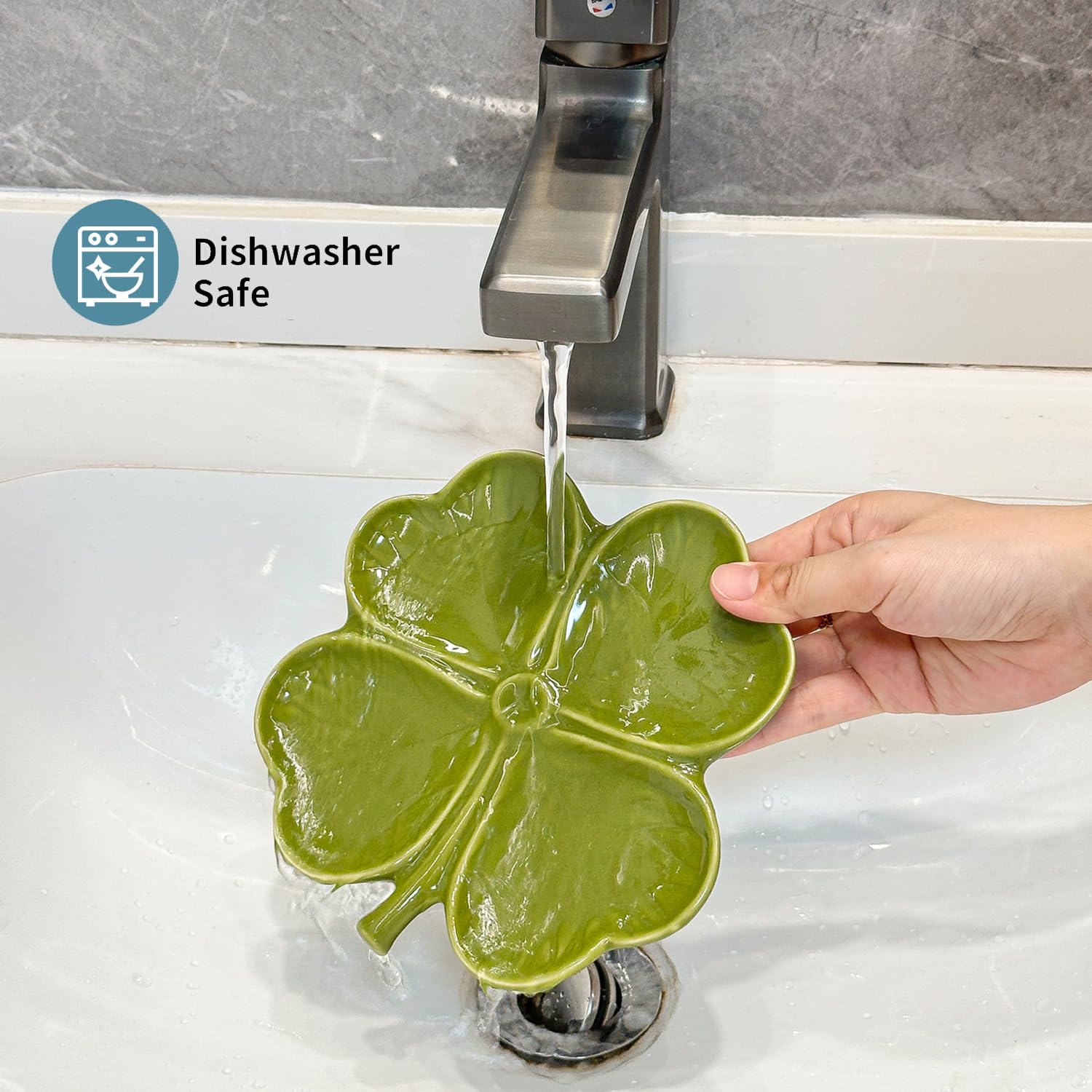Dneuoir organizador de encimera cerámico verde para utensilios y accesorios.