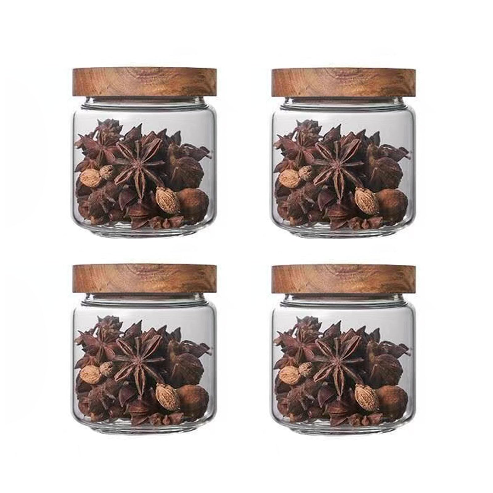 Frasco DNIENKGE de vidrio 16oz con tapa de acacia para almacenamiento.