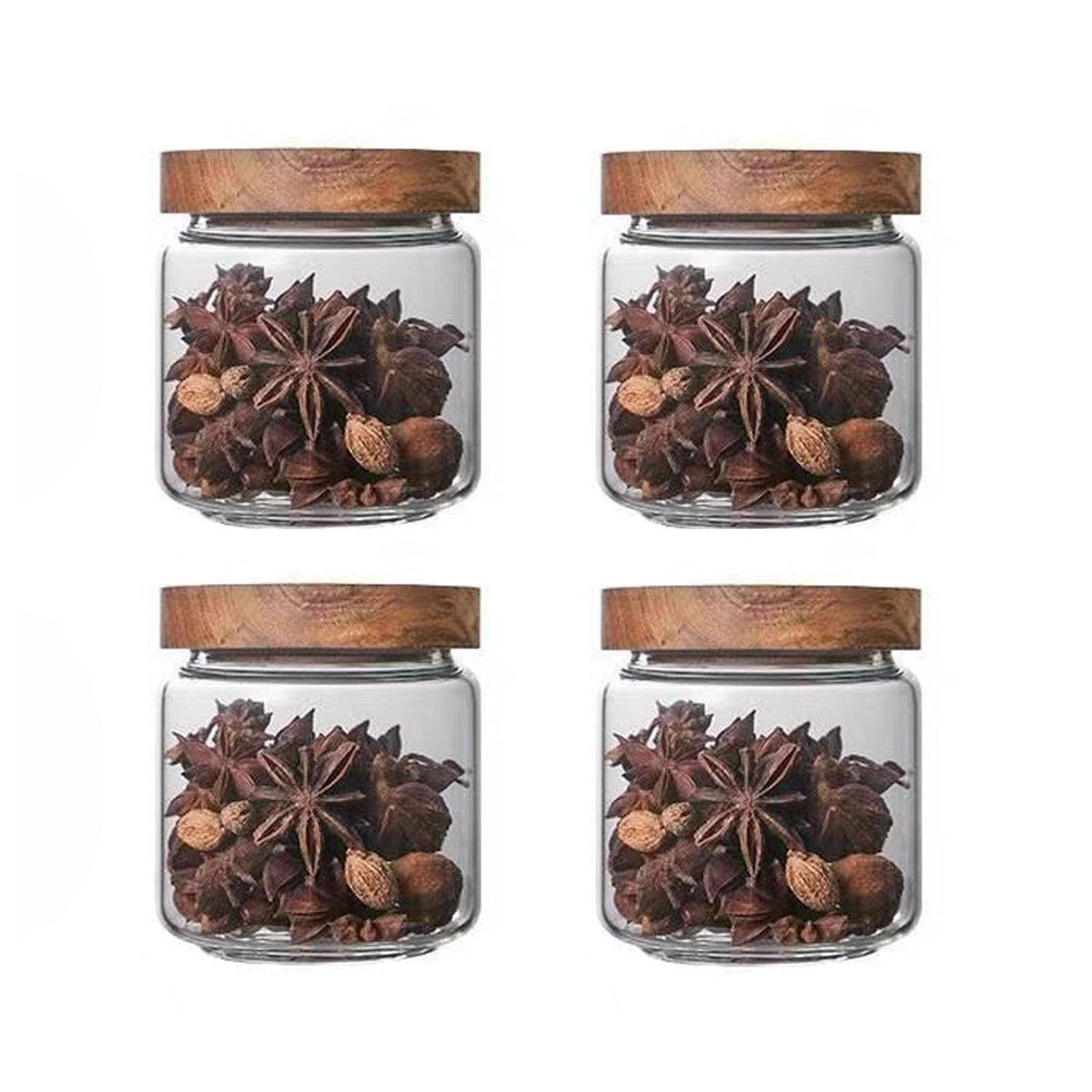Frasco DNIENKGE de vidrio 16oz con tapa de acacia para almacenamiento.