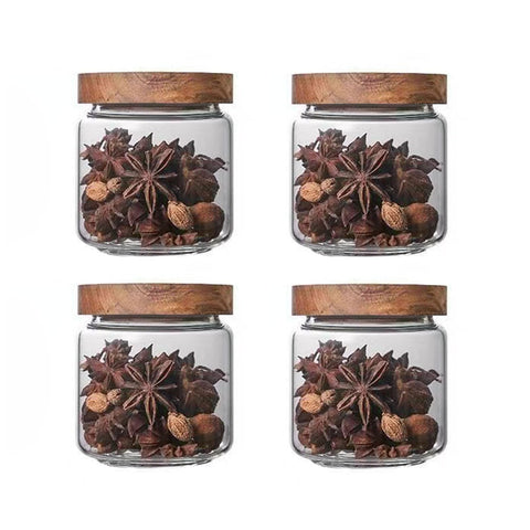 Frasco DNIENKGE de vidrio 16oz con tapa de acacia para almacenamiento.