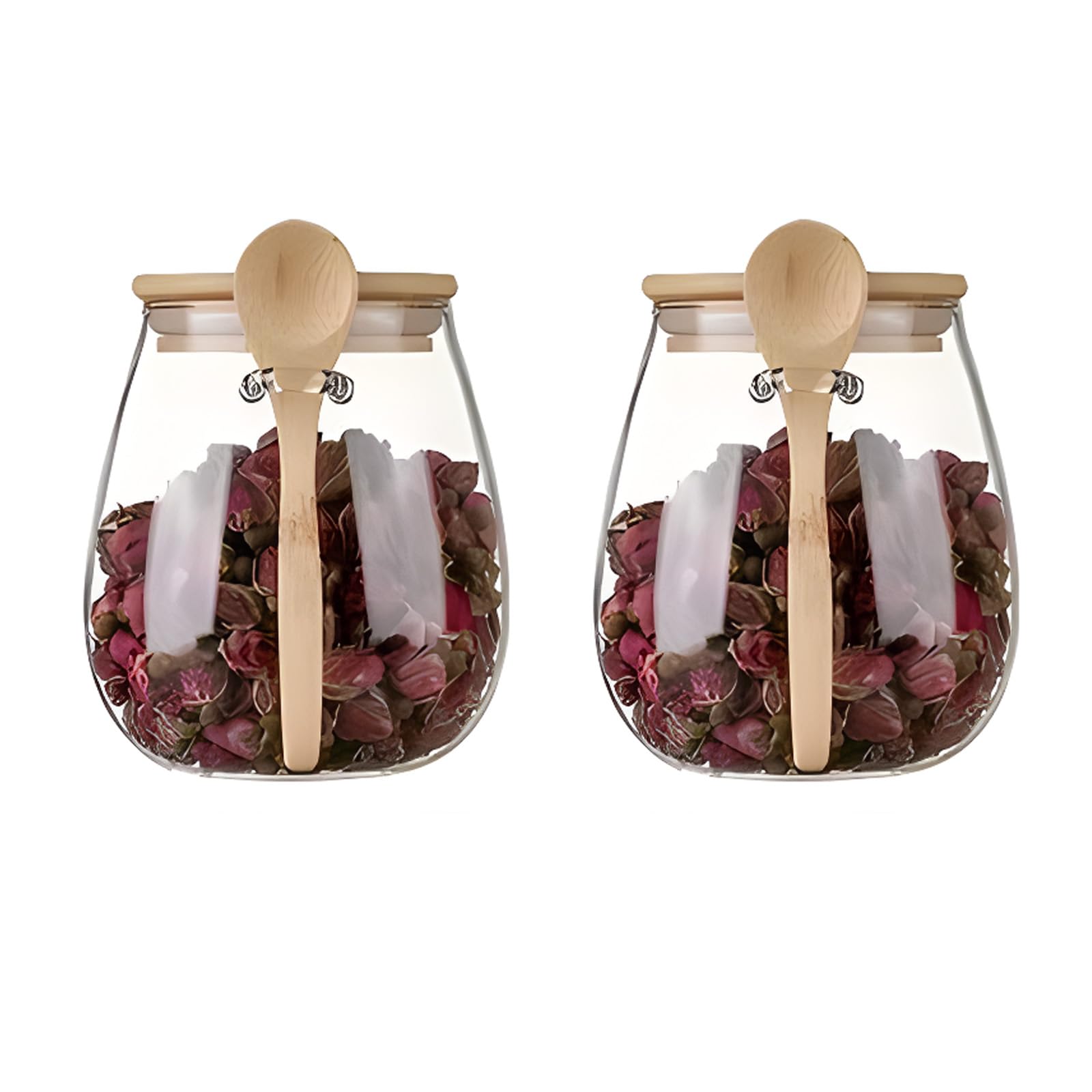 DNIENKGE jarras de vidrio con tapa de bambú, juego de dos para almacenamiento seguro.