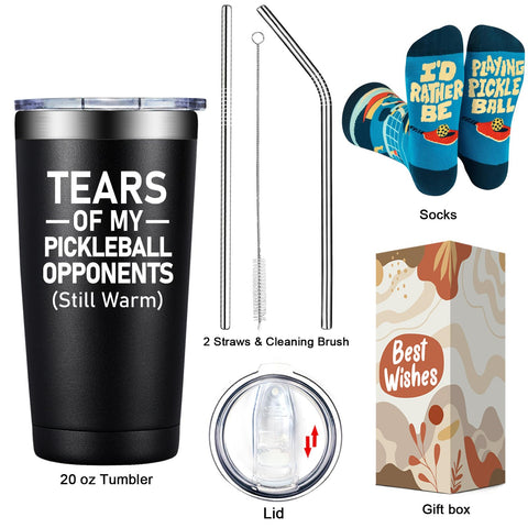 DOEARTE taza 20oz, regalo destacado para aficionados al pickleball y coaches.