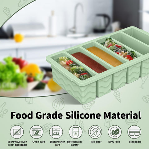Doasuwish bandeja silicona congelador tapa grande 2 tazas para porciones.