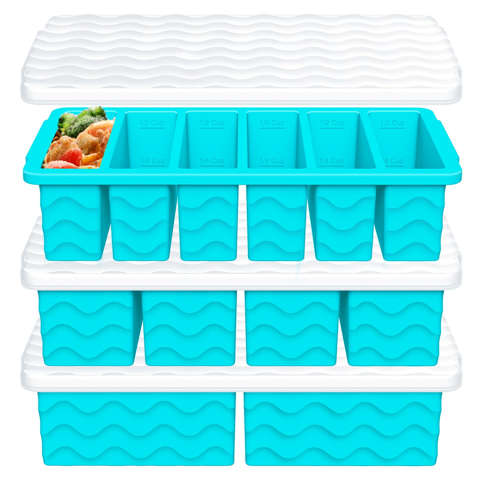 Doasuwish bandeja grande con tapa para porciones de 2 tazas, ideal para sopas