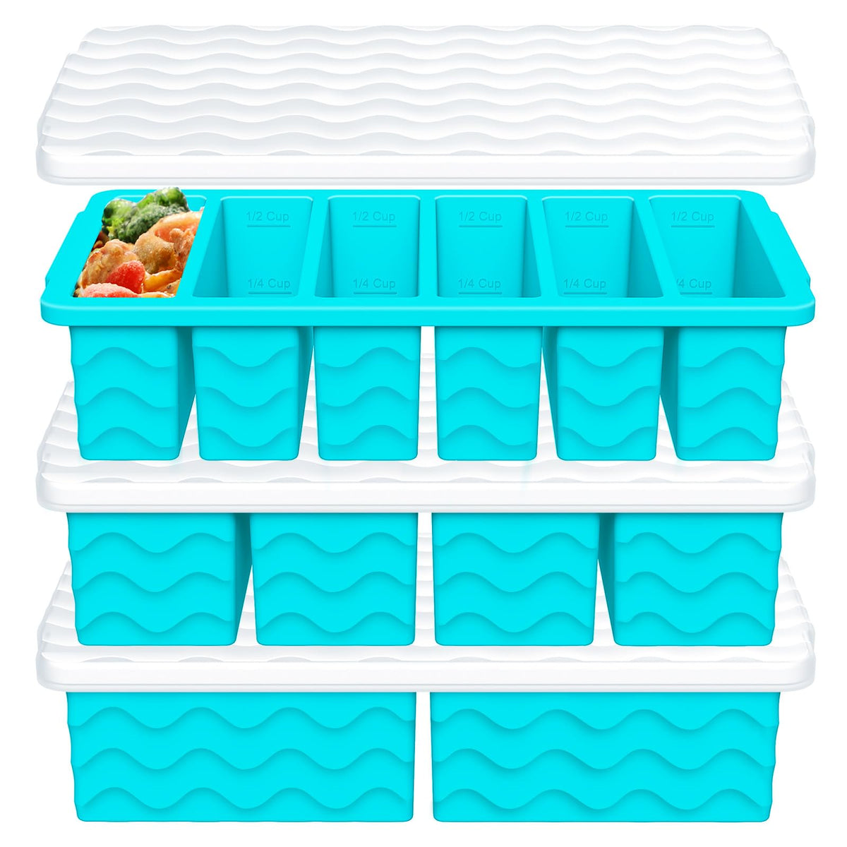 Doasuwish bandeja grande con tapa para porciones de 2 tazas, ideal para sopas