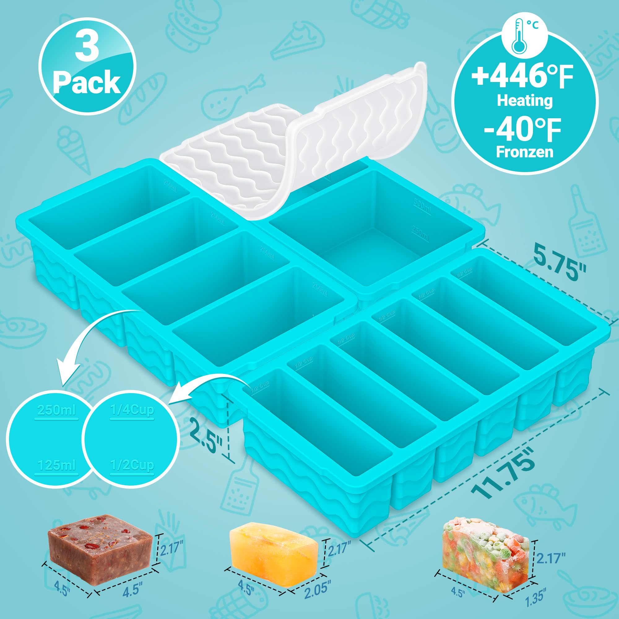 Doasuwish bandejas para congelar, lavavajillas compatibles y tapa