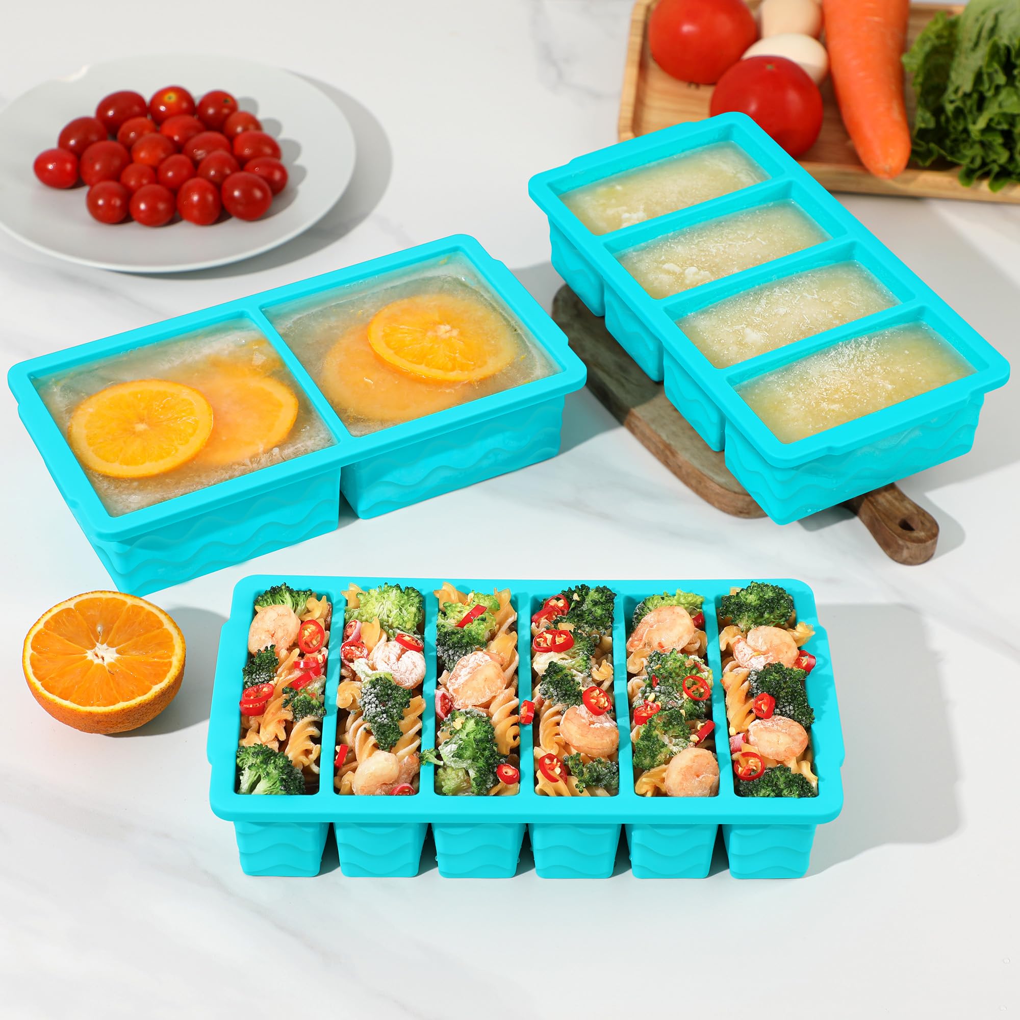 Doasuwish moldes de silicona para 6 cubos con tapa, ideales para porciones