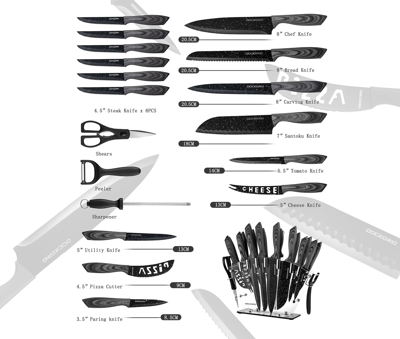 Dockorio cuchillo pan de 8 pulgadas, ideal para rebanar sin deshilacharse