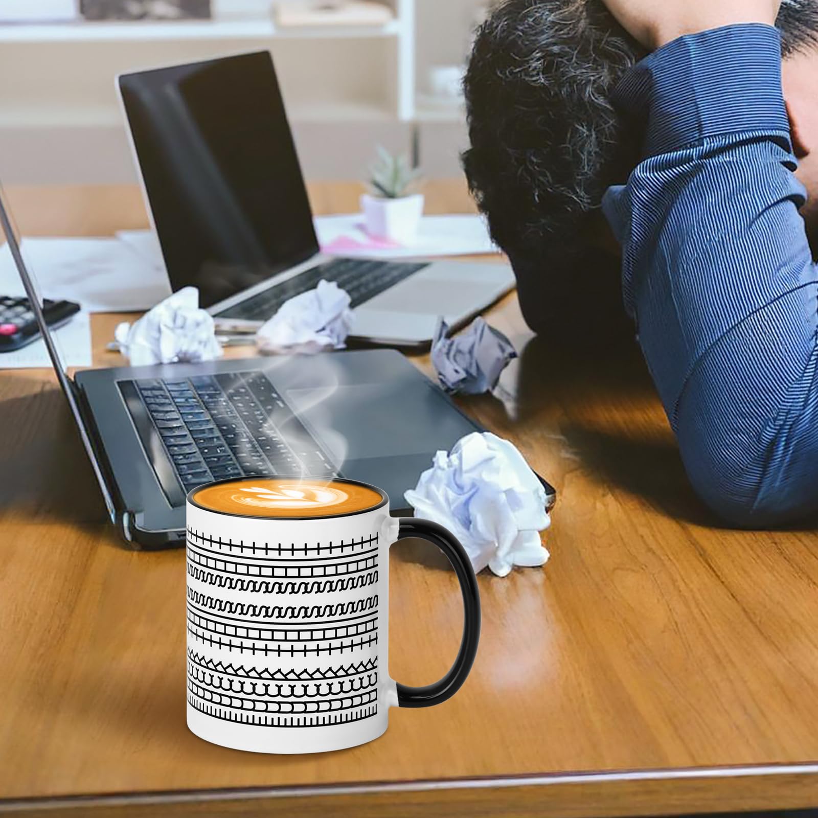 Taza Docwouugo 11oz apta microondas y lavavajillas para uso práctico.